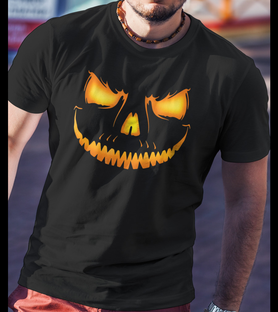 Halloween Costume Creepy Jack-O'-Lantern Pumpkin Face T-Shirt