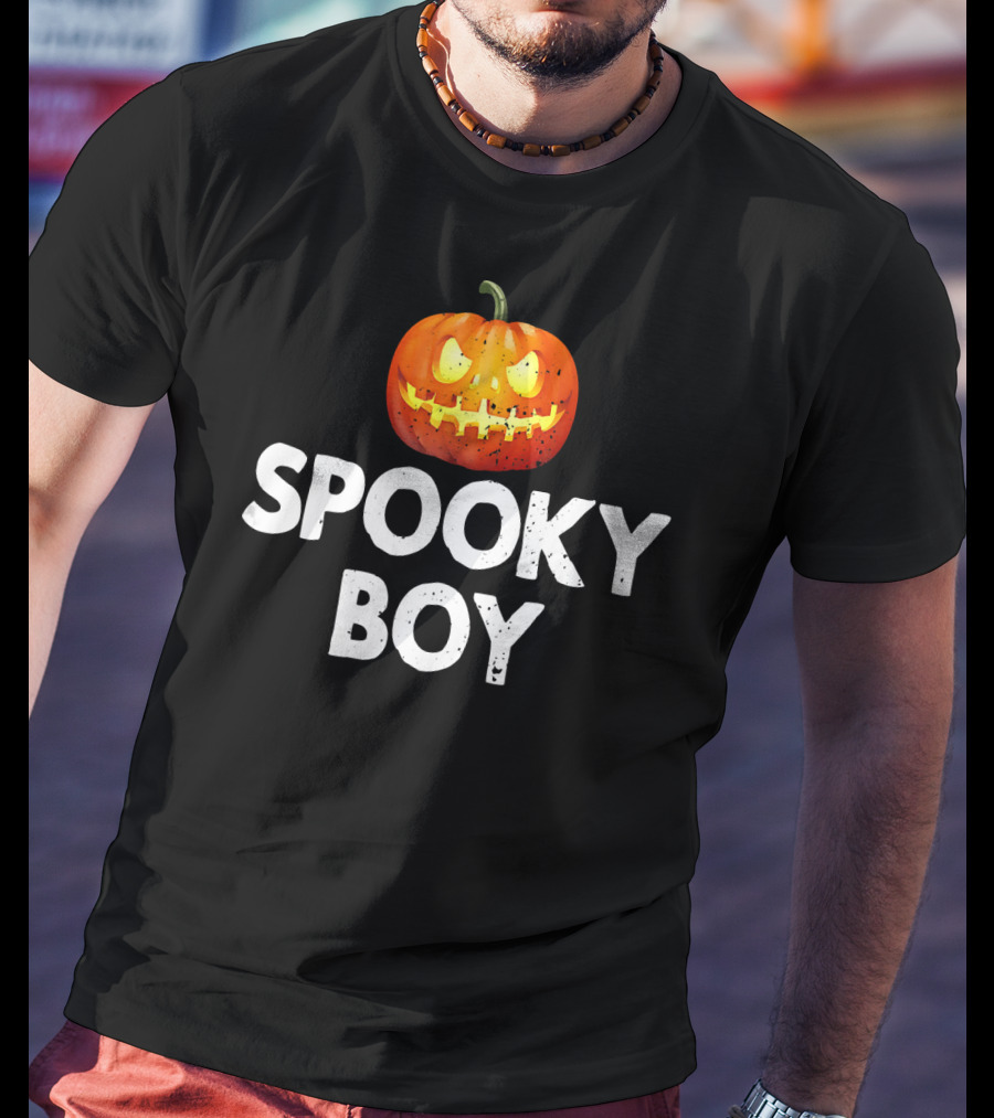 Spooky Boy Halloween Pumpkin Face T-Shirt