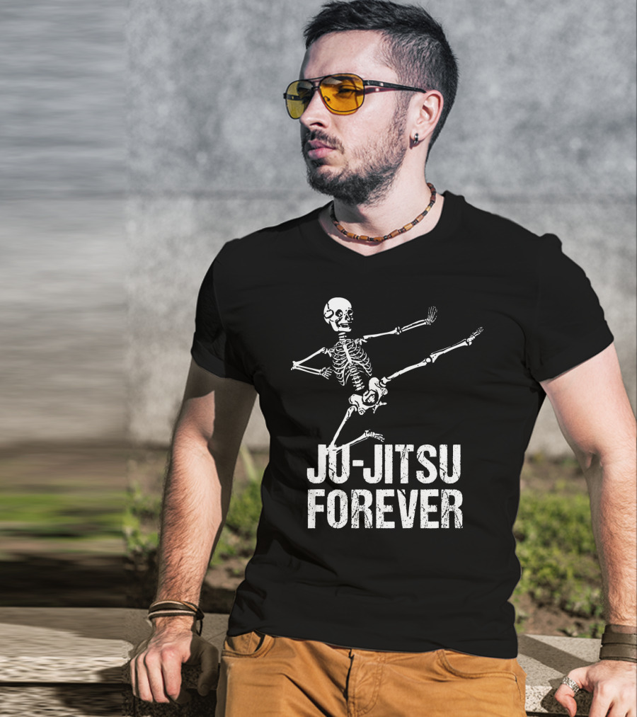 Ju Jitsu Forever Kicking Skeleton Moves T-Shirt