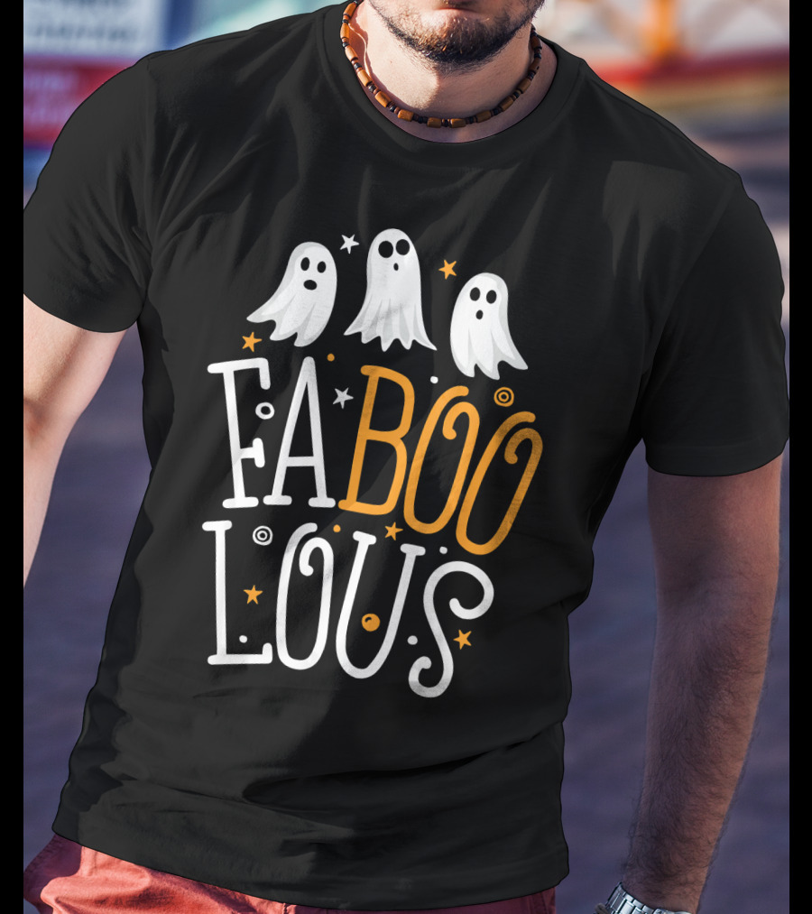 Faboolous Ghost Halloween Funny Pun With Boo And Spooky Stars T-Shirt