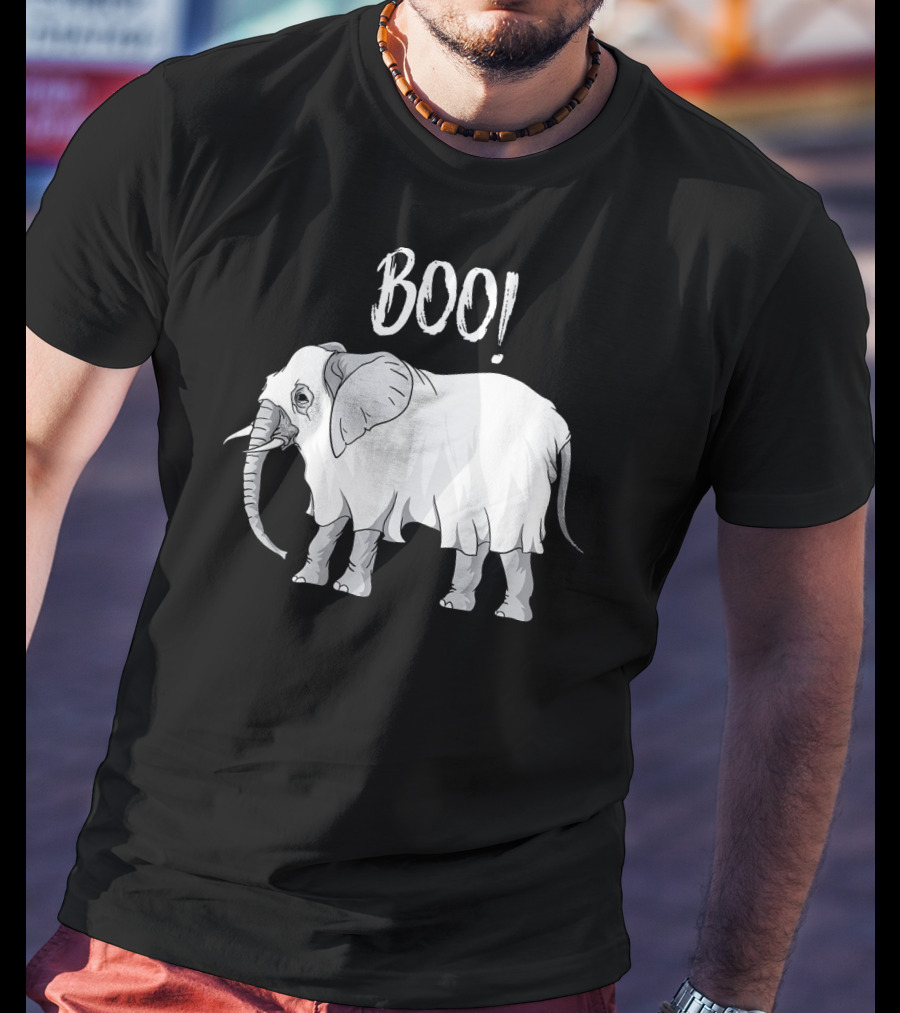 BOO Funny Ghost Grey Elephant Costume T-Shirt