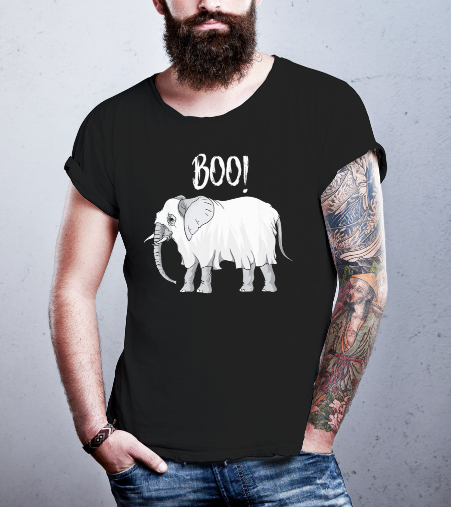 BOO Funny Ghost Grey Elephant Costume T-Shirt