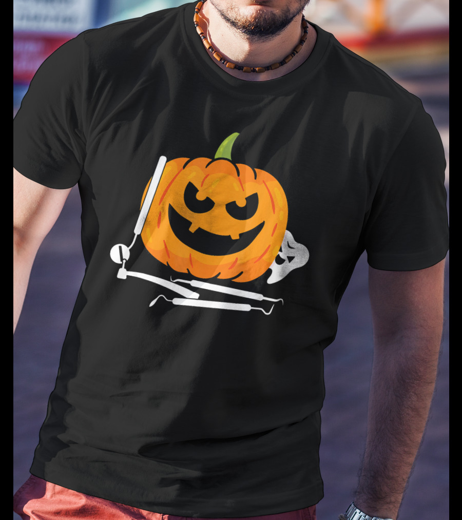 Funny Halloween Pumpkin Dentist T-Shirt