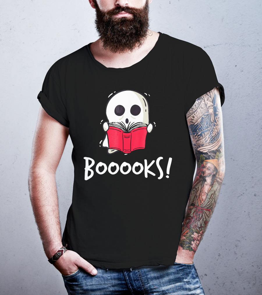 Booooks Ghost Holding Red Book T-Shirt