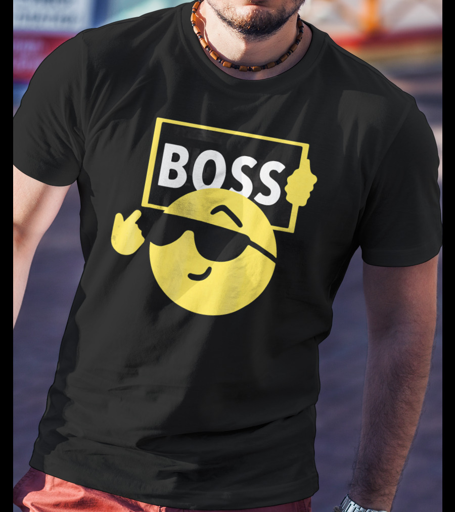 Halloween Funny Boss Emoji Sunglasses Mood T-Shirt