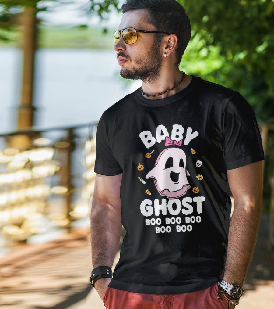 Baby Ghost Boo Boo Boo Halloween Kids Girls T-Shirt