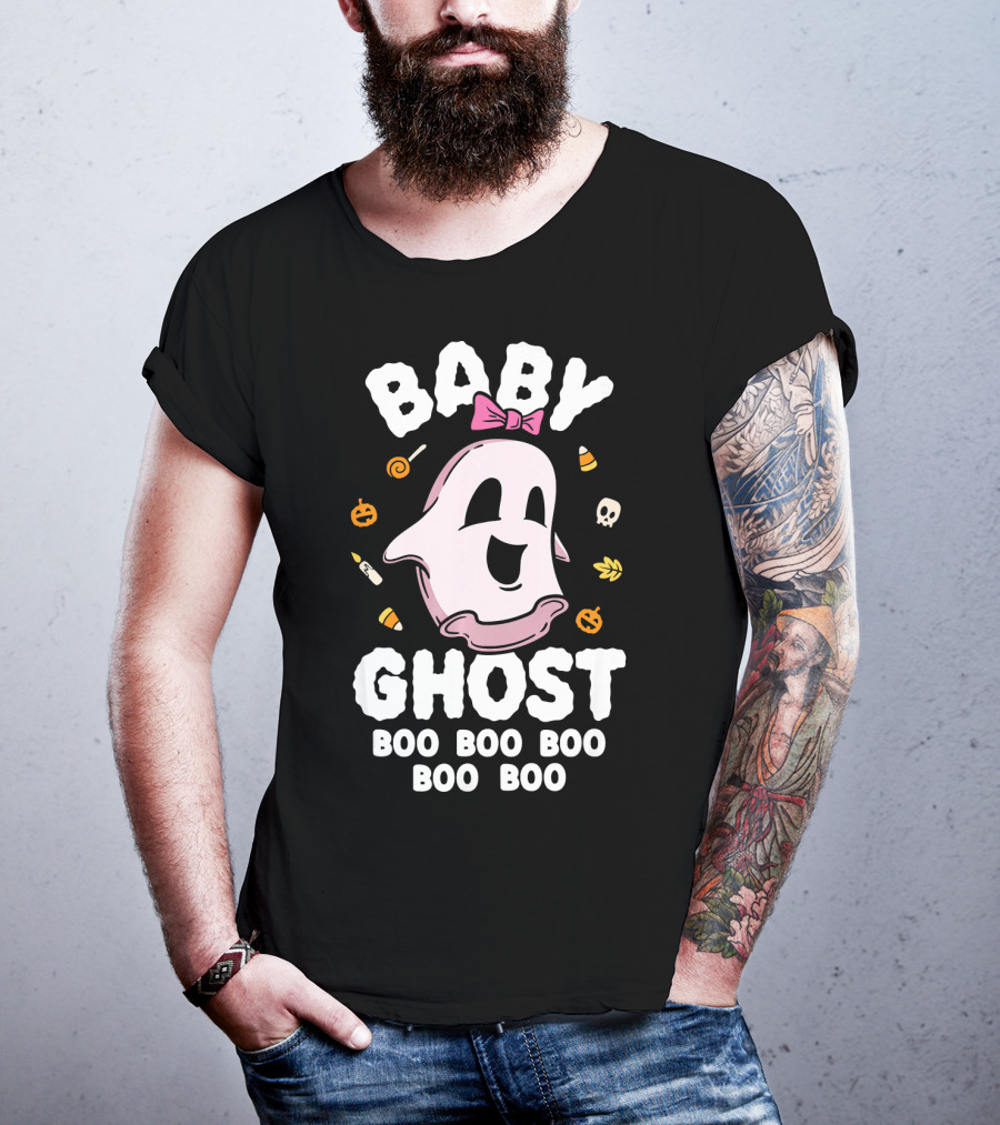 Baby Ghost Boo Boo Boo Halloween Kids Girls T-Shirt