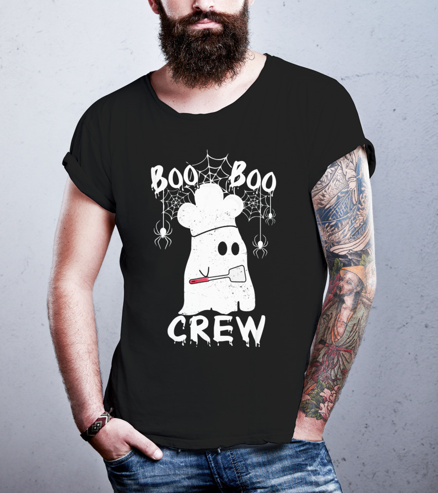 Boo Boo Crew Chef Ghost Halloween Spiders Webs T-Shirt