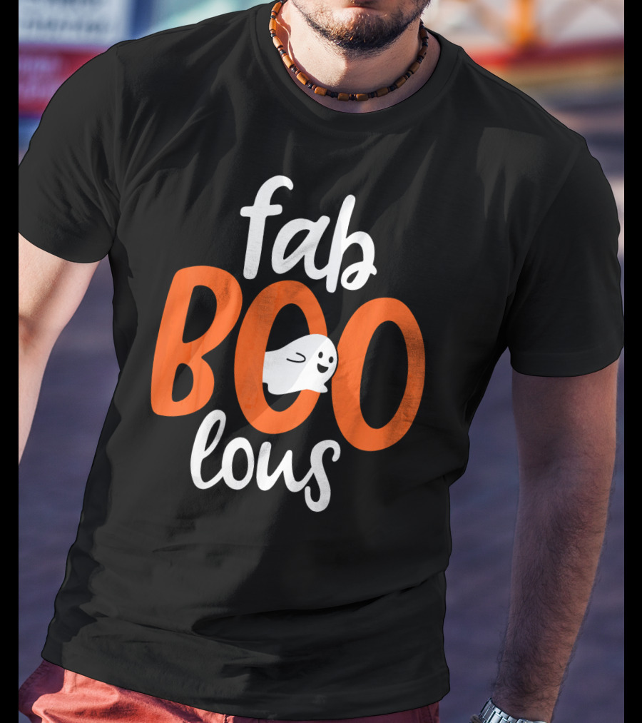Fab BOO Lous Funny Fabulous Halloween Cel Ghost Image T-Shirt