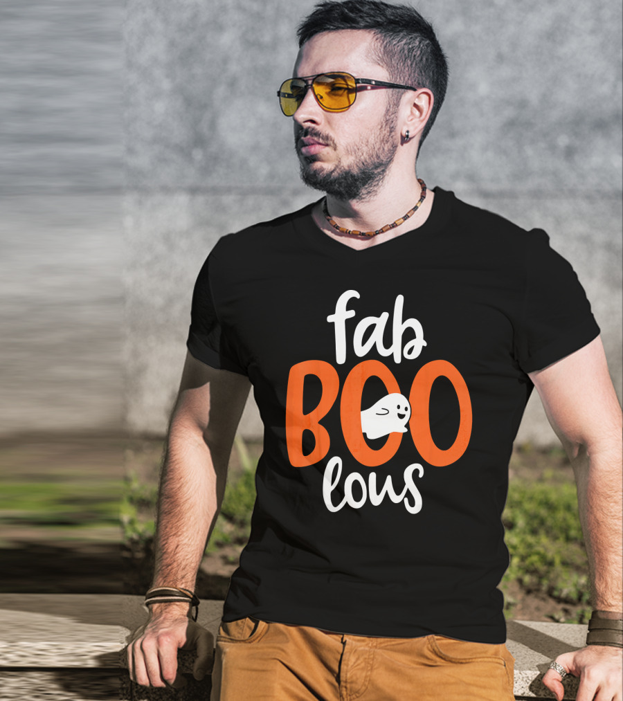 Fab BOO Lous Funny Fabulous Halloween Cel Ghost Image T-Shirt