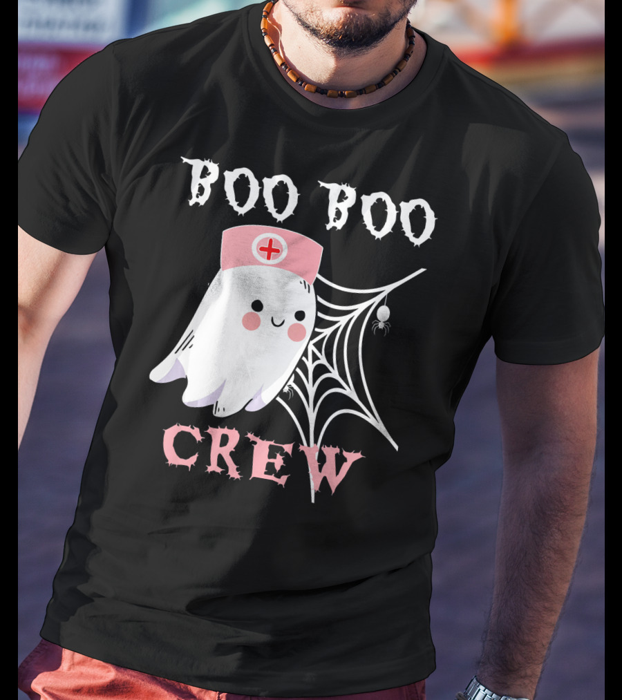 Boo Boo Crew Nurse Ghost With Web And Spider T-Shirt