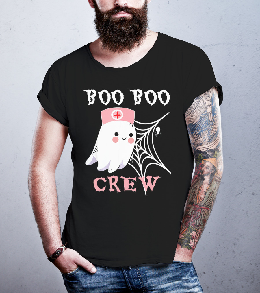 Boo Boo Crew Nurse Ghost With Web And Spider T-Shirt