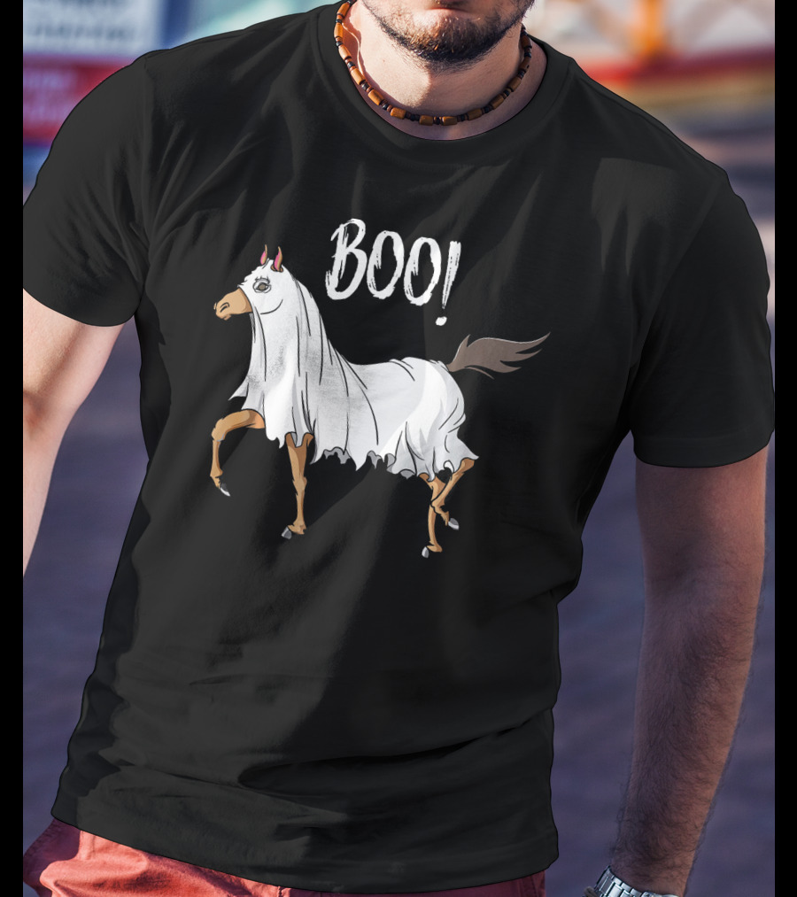 Boo Horse Ghost Costume Funny Equestrian Hor T-Shirt
