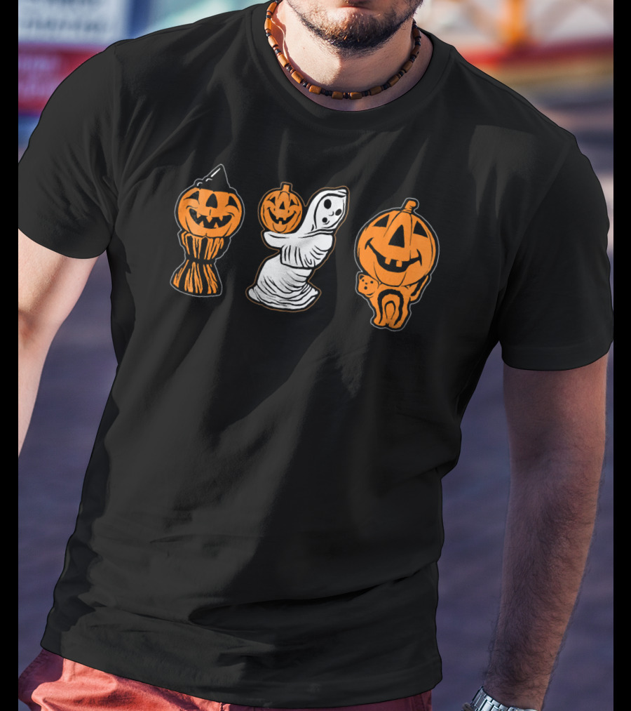 Vintage Halloween Blow Molds Pumpkin Ghost Trio T-Shirt