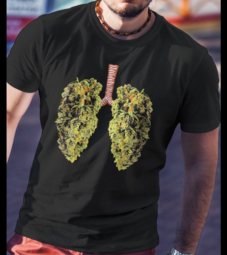 Funny Marijuana Bud Shaped Like Human Lungs T-Shirt
