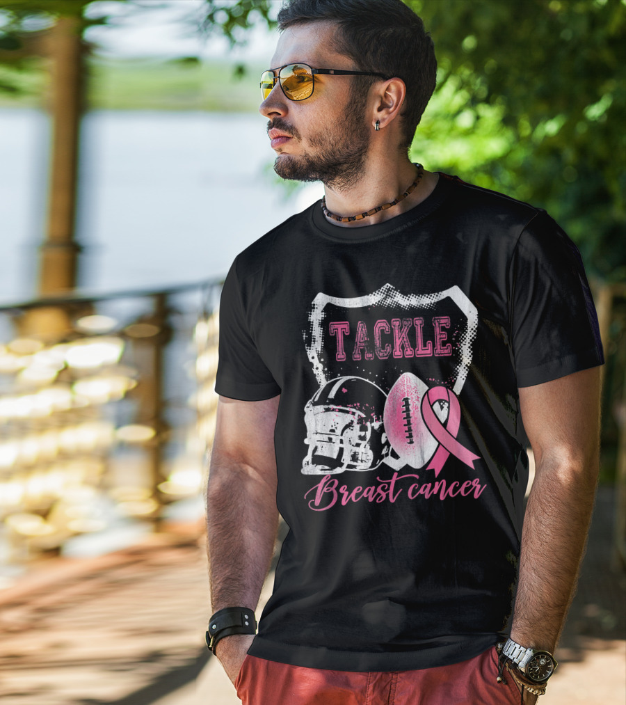 Tackle Breast Cancer Football Survivorship Awareness T-Shirt