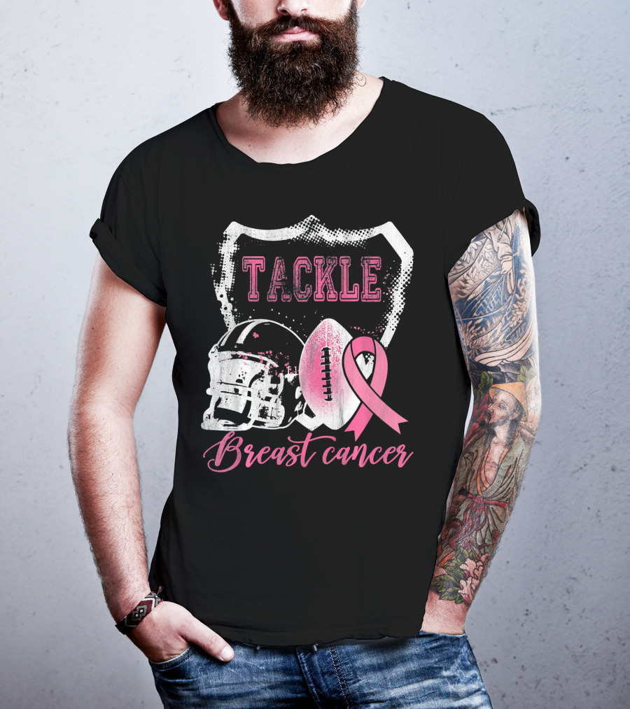 Tackle Breast Cancer Football Survivorship Awareness T-Shirt