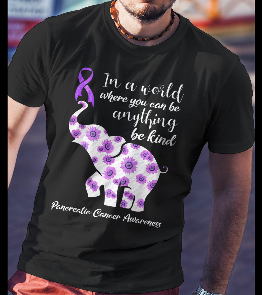 In A World Where You Can Be Anything Be Kind Pancreatic Cancer Awareness T-Shirt
