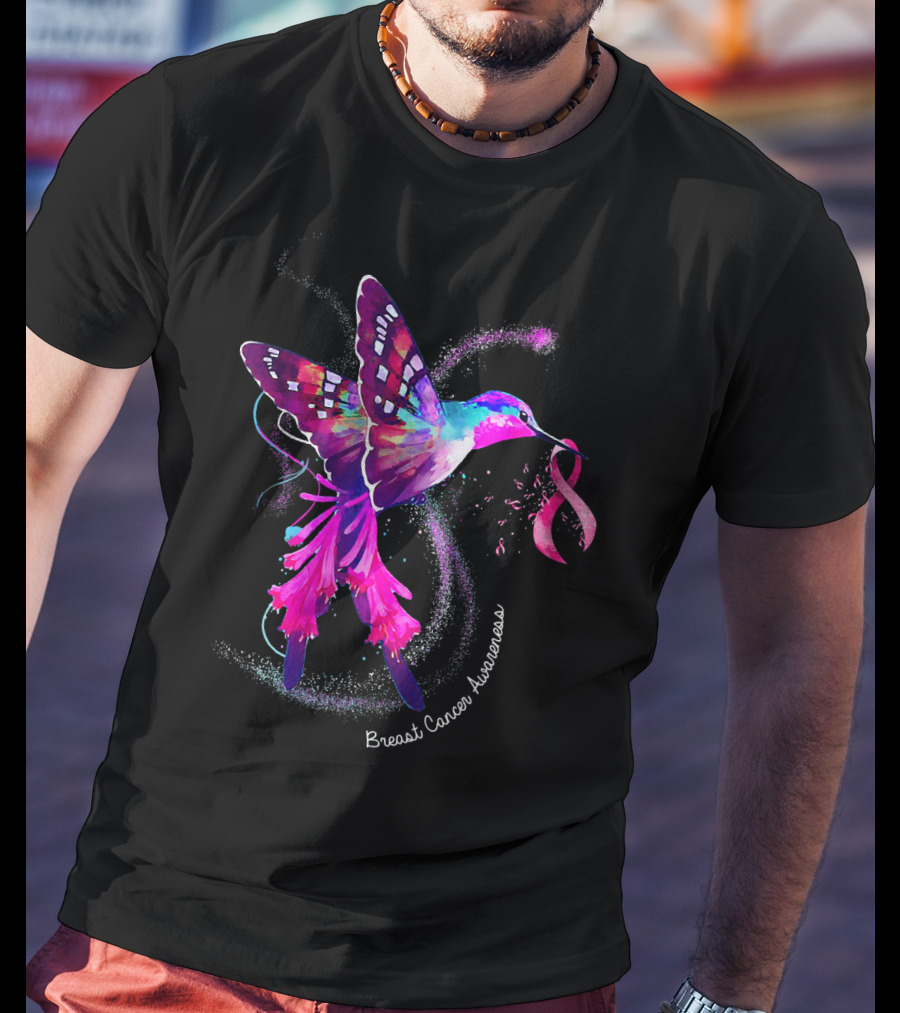 Hummingbird Breast Cancer Awareness Pink T-Shirt