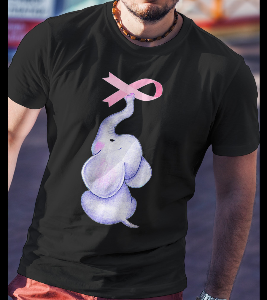 Breast Cancer Awareness Pink Ribbon Elephant T-Shirt