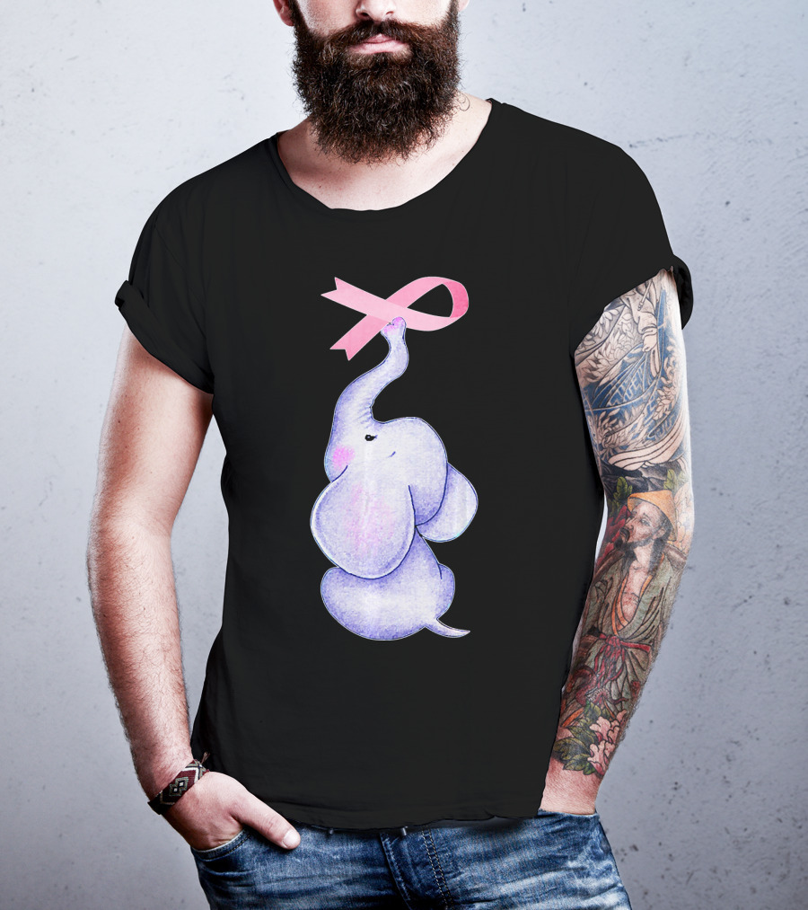 Breast Cancer Awareness Pink Ribbon Elephant T-Shirt