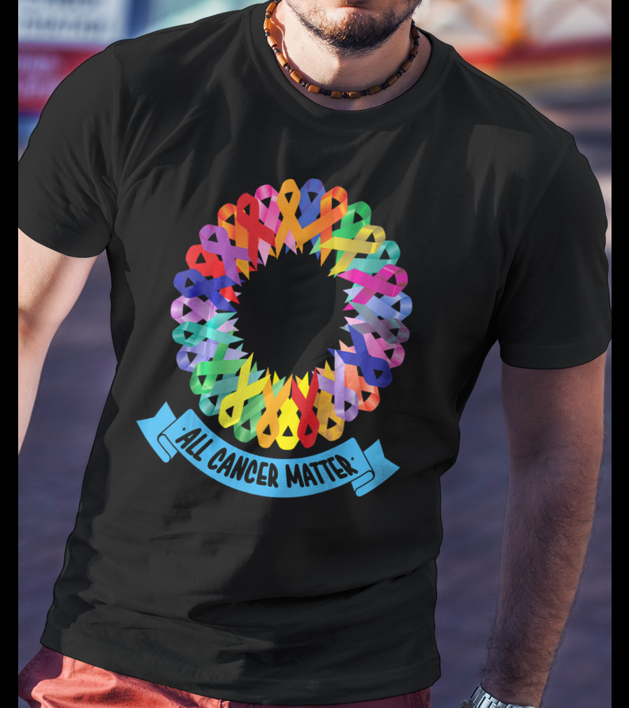 All Cancer Matter Colorful Awareness Ribbon Circle T-Shirt
