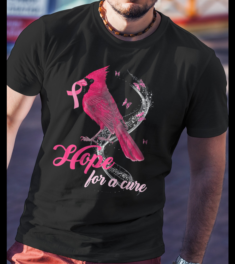 Hope For A Cure Breast Cancer Cardinal Bird T-Shirt