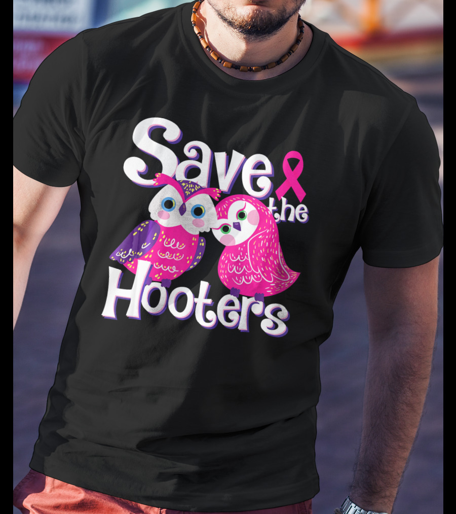 Save The Hooters Breast Cancer Awareness Owls And Pink T-Shirt