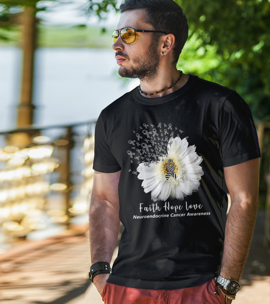 Faith Hope Love Neuroendocrine Cancer Awareness Daisy T-Shirt