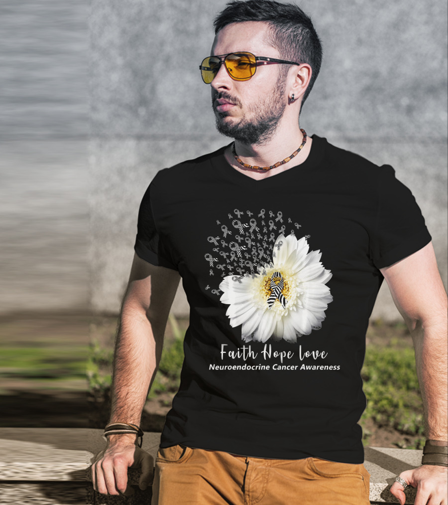 Faith Hope Love Neuroendocrine Cancer Awareness Daisy T-Shirt
