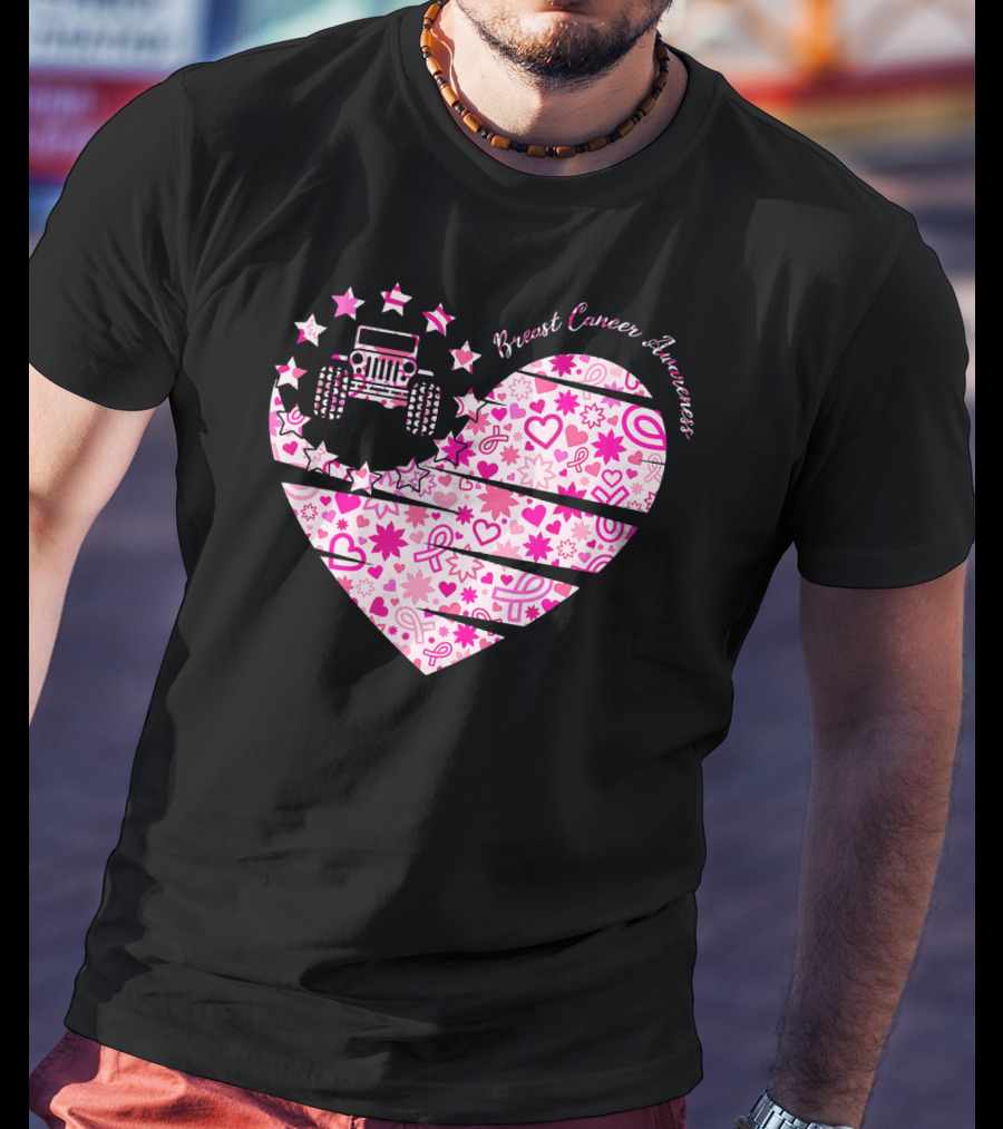 Breast Cancer Awareness Jeep Heart T-Shirt