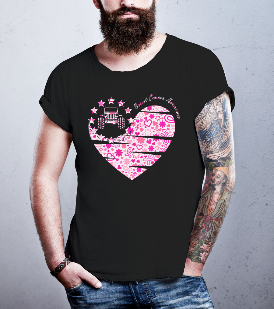 Breast Cancer Awareness Jeep Heart T-Shirt