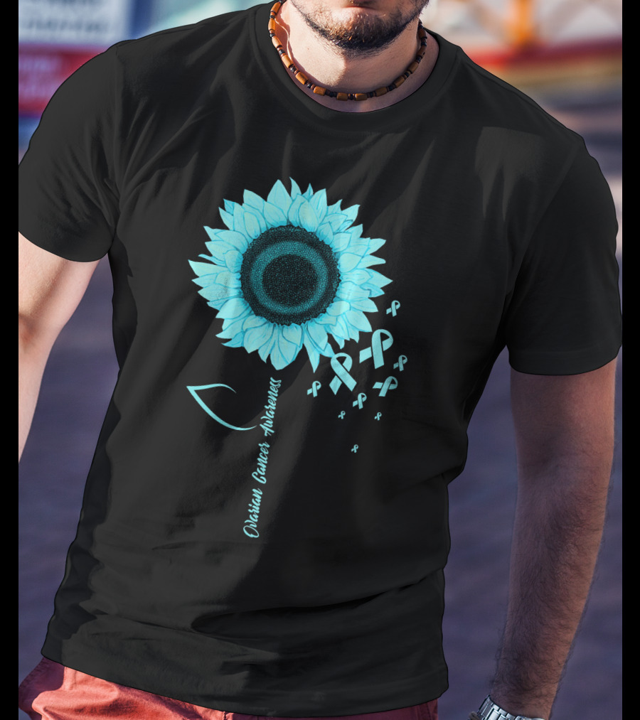Ovarian Cancer Awareness Sunflower Ribbon T-Shirt