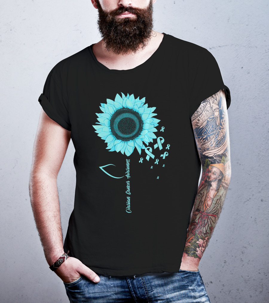 Ovarian Cancer Awareness Sunflower Ribbon T-Shirt