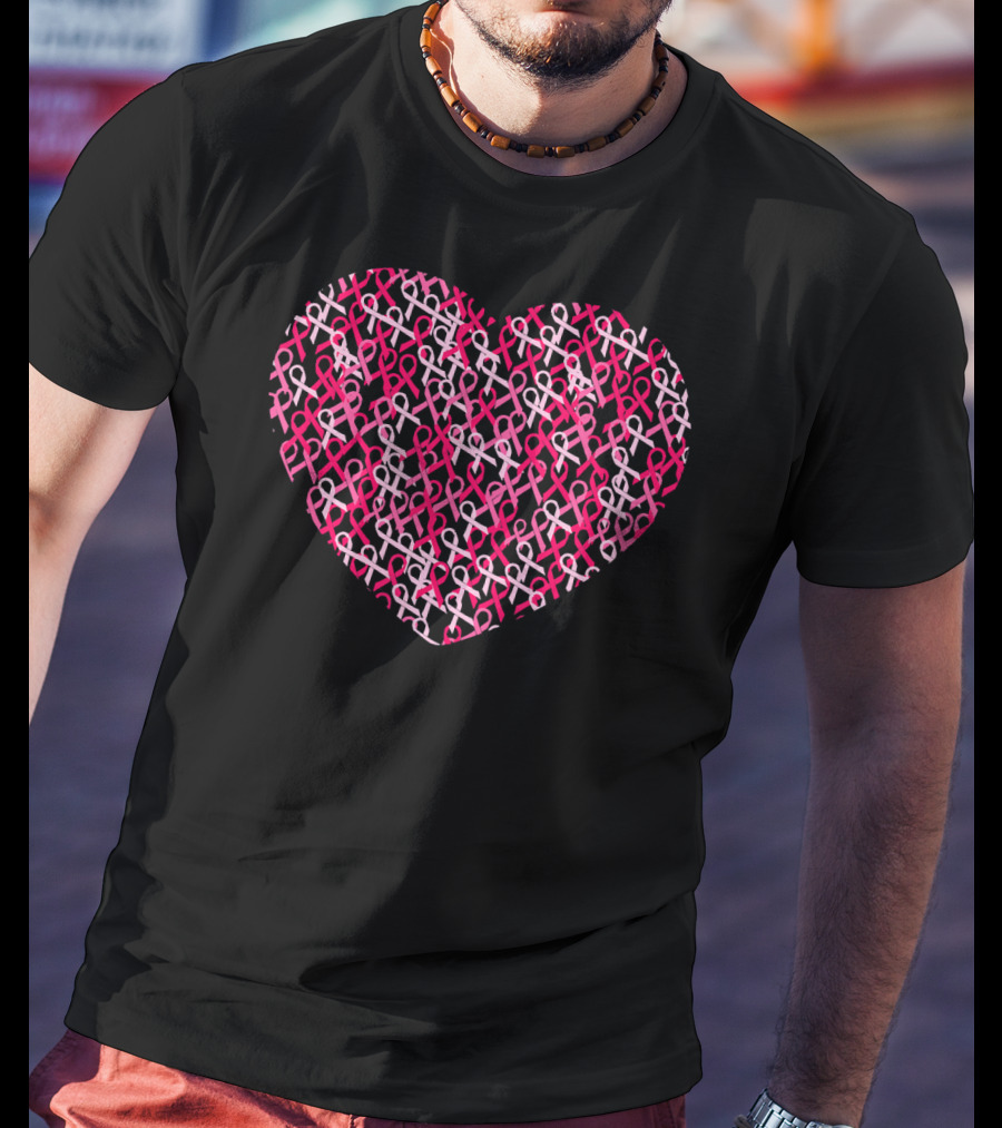 Pink Ribbon Heart Breast Cancer Awareness T-Shirt