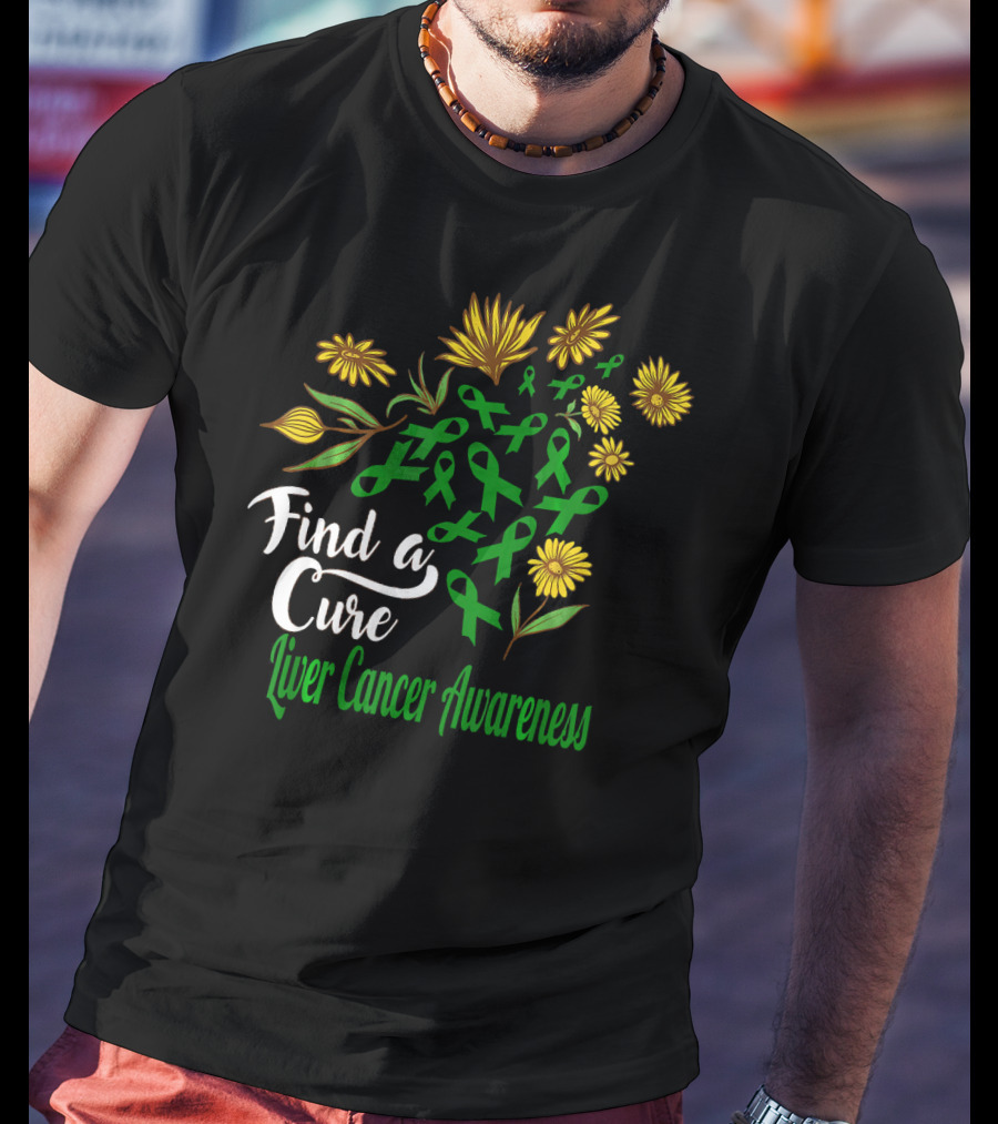 Find A Cure Liver Cancer Awareness Sunflower Ribbons T-Shirt