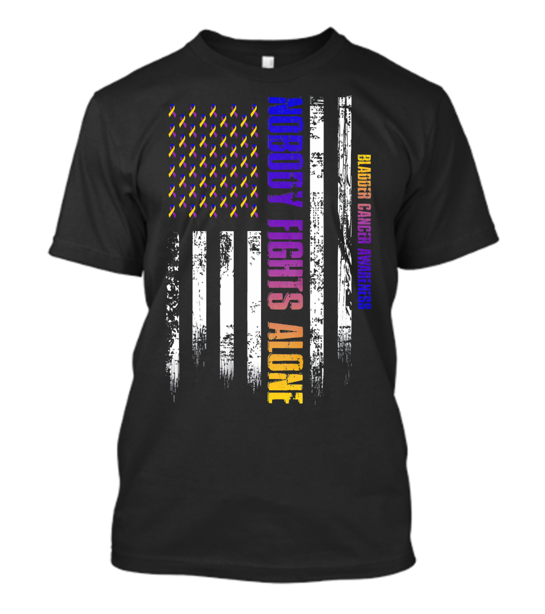 Nobody Fights Alone USA Flag Bladder Cancer Awareness T-Shirt