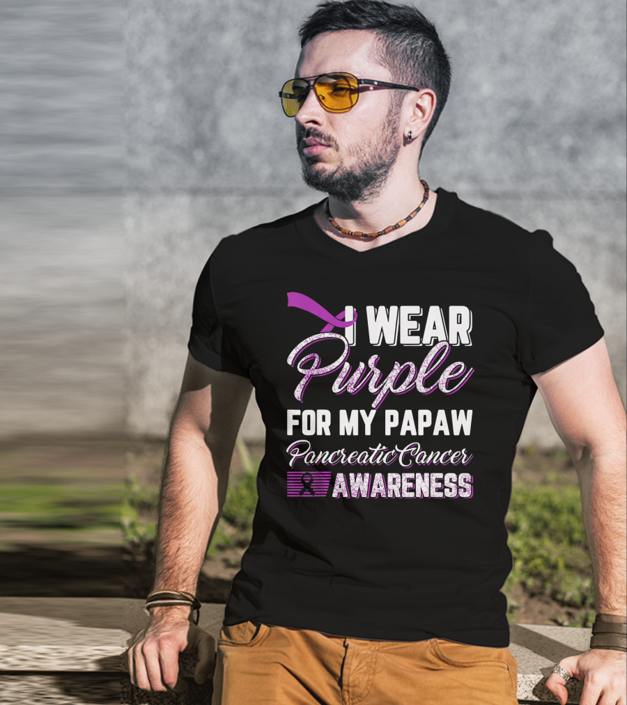 I Wear Purple For My Papaw Pancreatic Cancer Awareness T-Shirt
