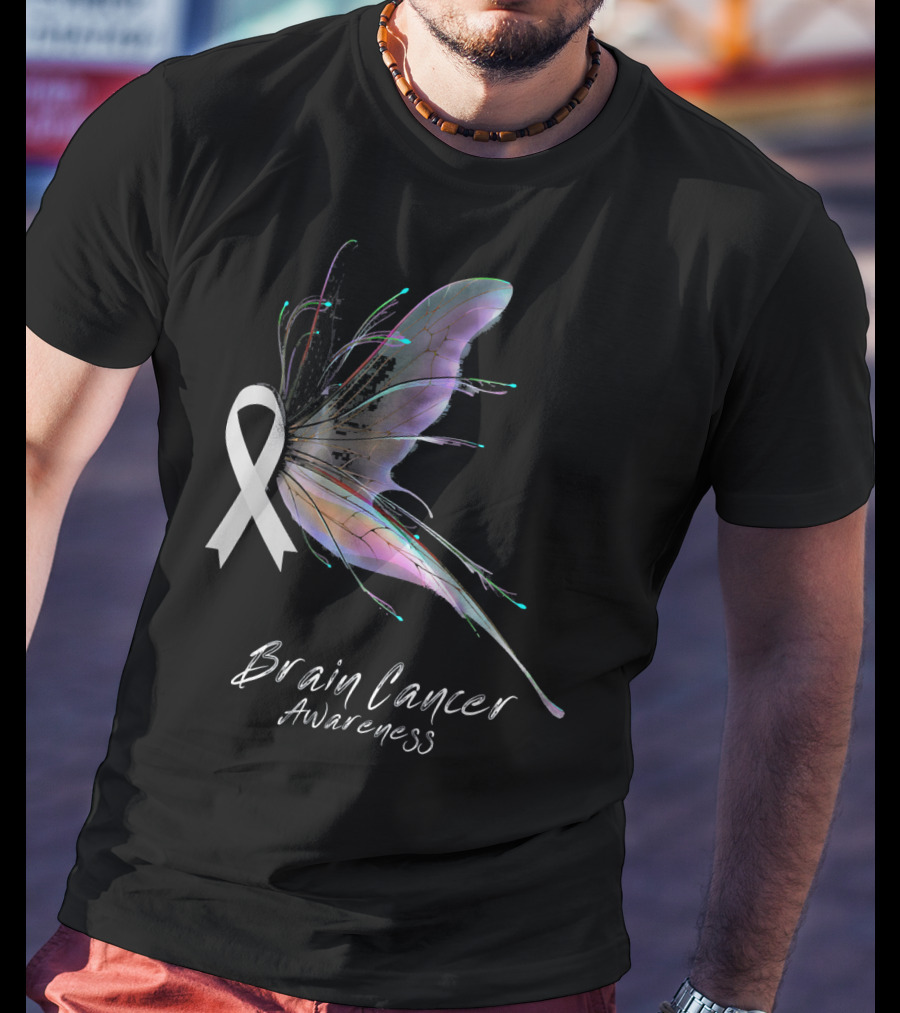 Brain Cancer Awareness Ribbon Butterfly T-Shirt