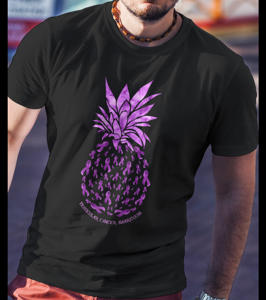 Pineapple With Purple Ribbons For Testicular Cancer Awareness T-Shirt
