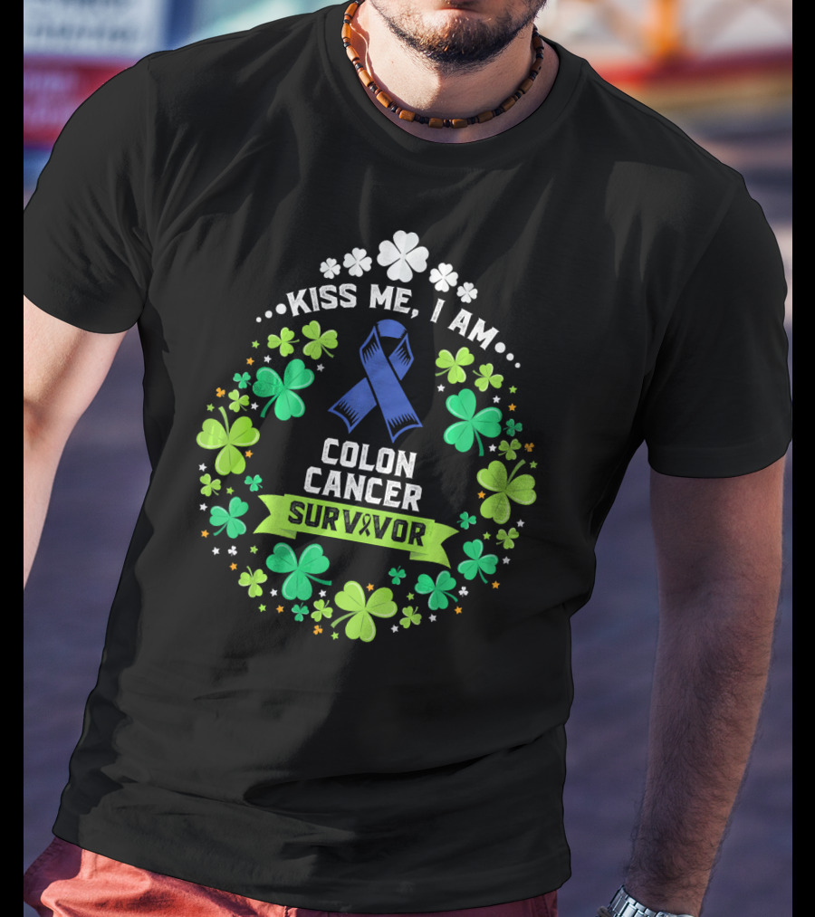 Kiss Me I Am Colon Cancer Survivor St. Patrick's Day Awareness T-Shirt