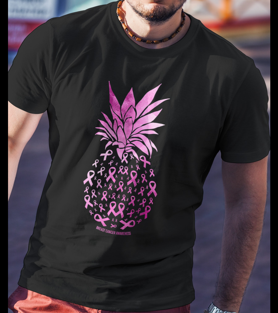 Be A Pineapple Stand Tall Breast Cancer Awareness Pink Ribbons T-Shirt