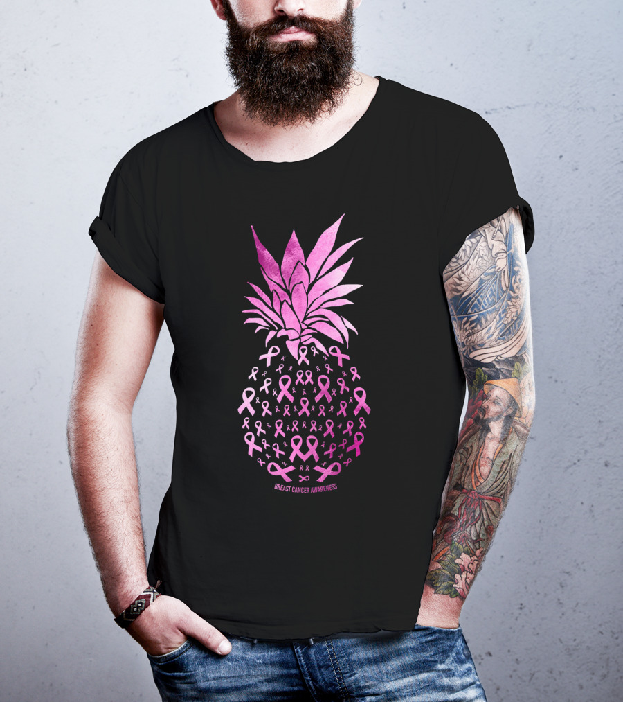 Be A Pineapple Stand Tall Breast Cancer Awareness Pink Ribbons T-Shirt