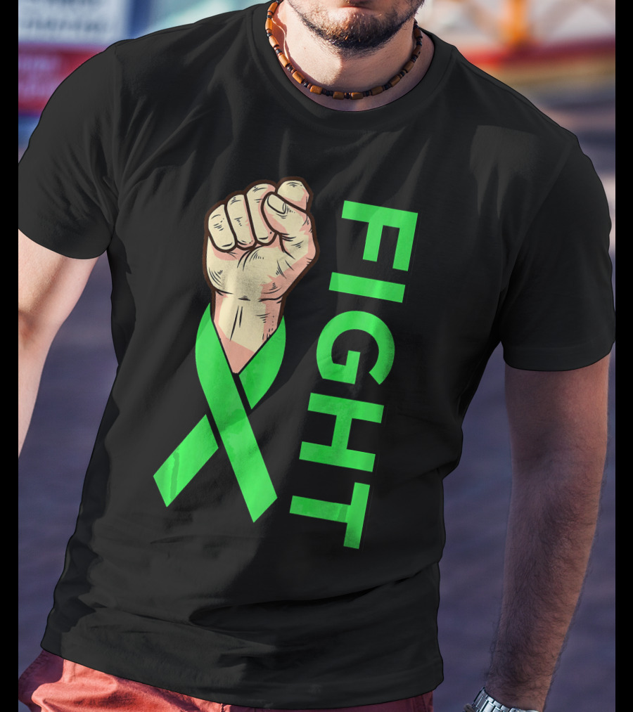 Fist Fight Bile Duct Cancer Green Ribbon Gallbladder T-Shirt