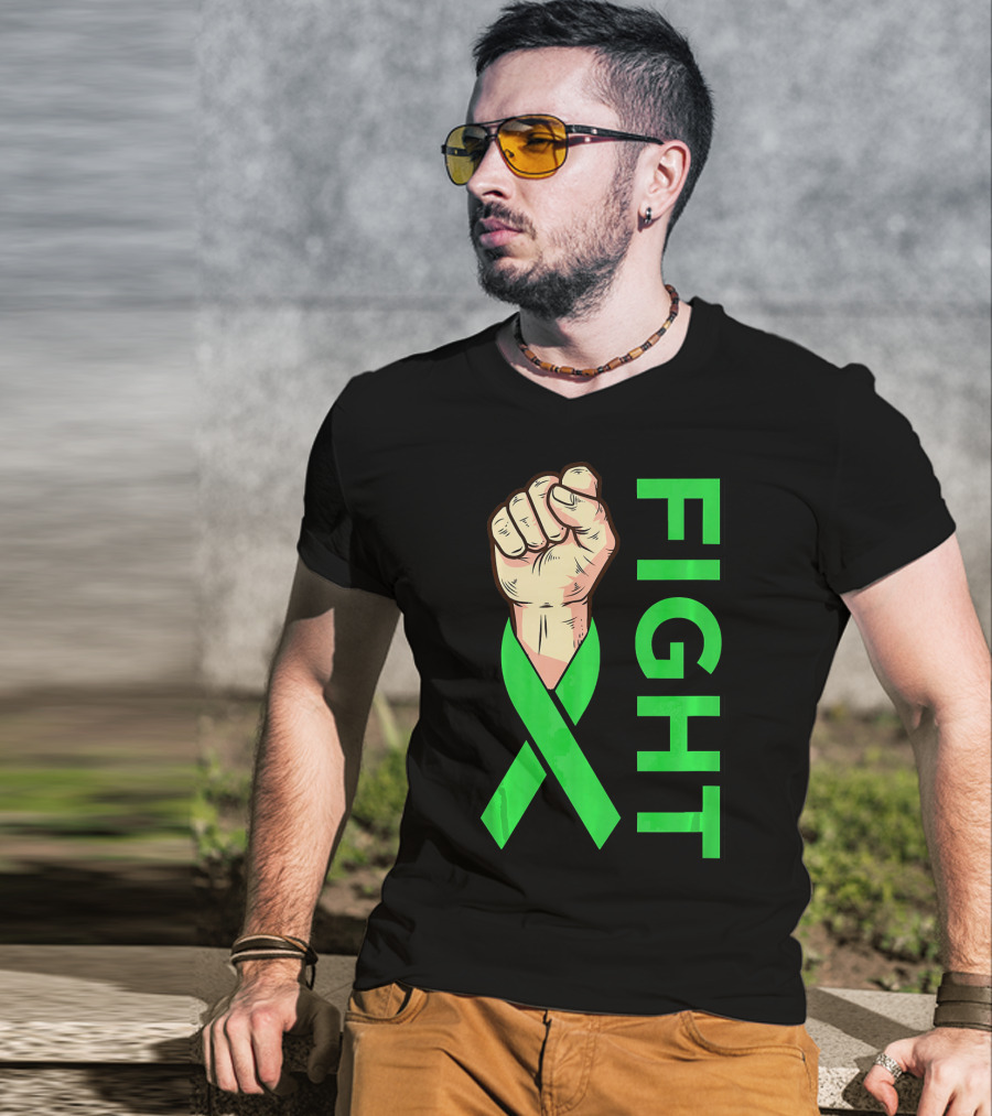 Fist Fight Bile Duct Cancer Green Ribbon Gallbladder T-Shirt