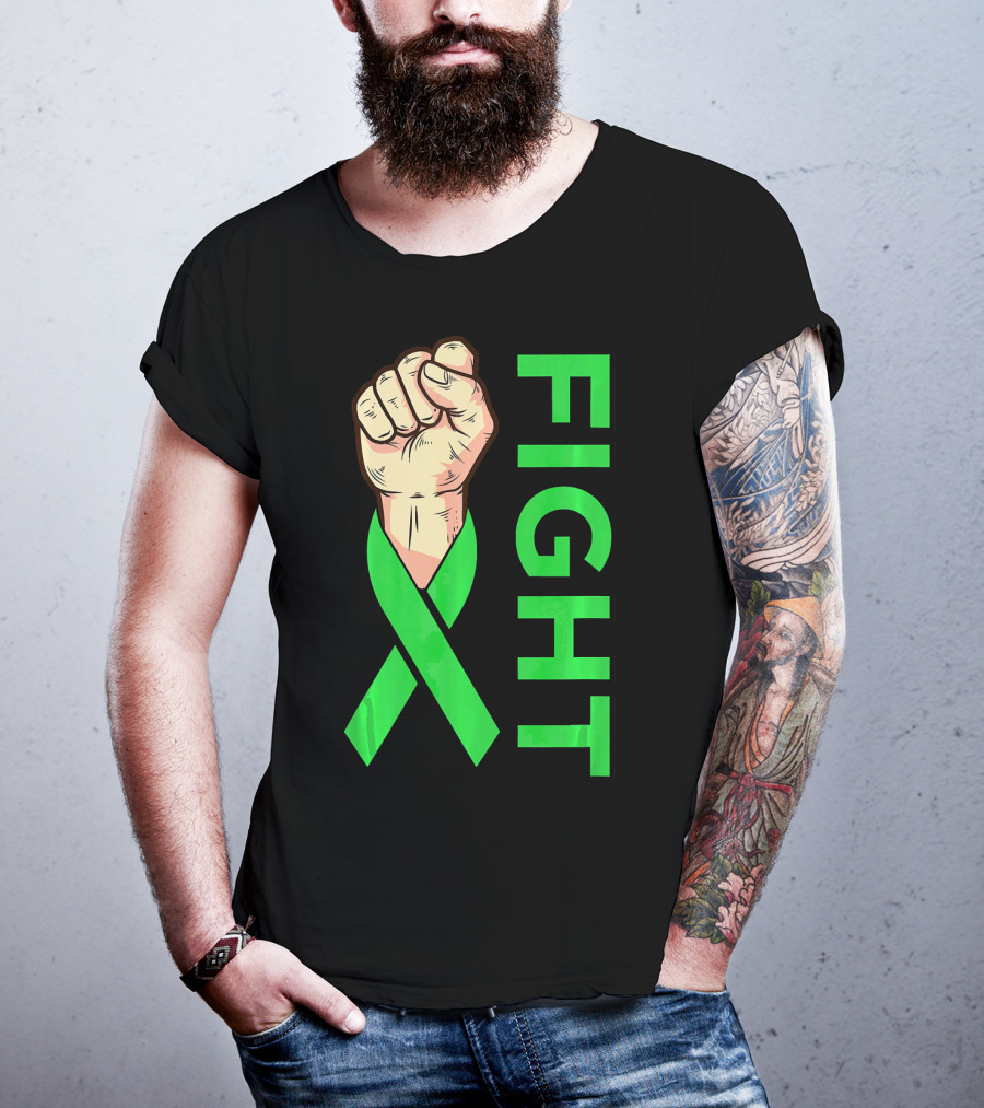Fist Fight Bile Duct Cancer Green Ribbon Gallbladder T-Shirt