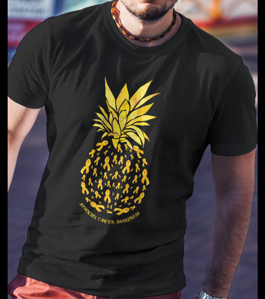 Pineapple Appendix Cancer Awareness Yellow Ribbons T-Shirt
