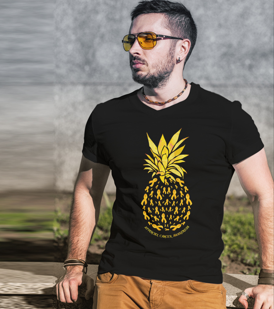 Pineapple Appendix Cancer Awareness Yellow Ribbons T-Shirt