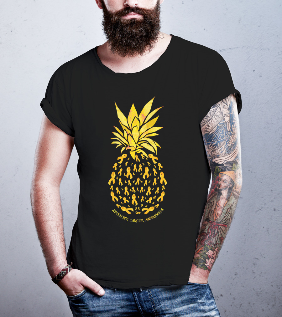Pineapple Appendix Cancer Awareness Yellow Ribbons T-Shirt