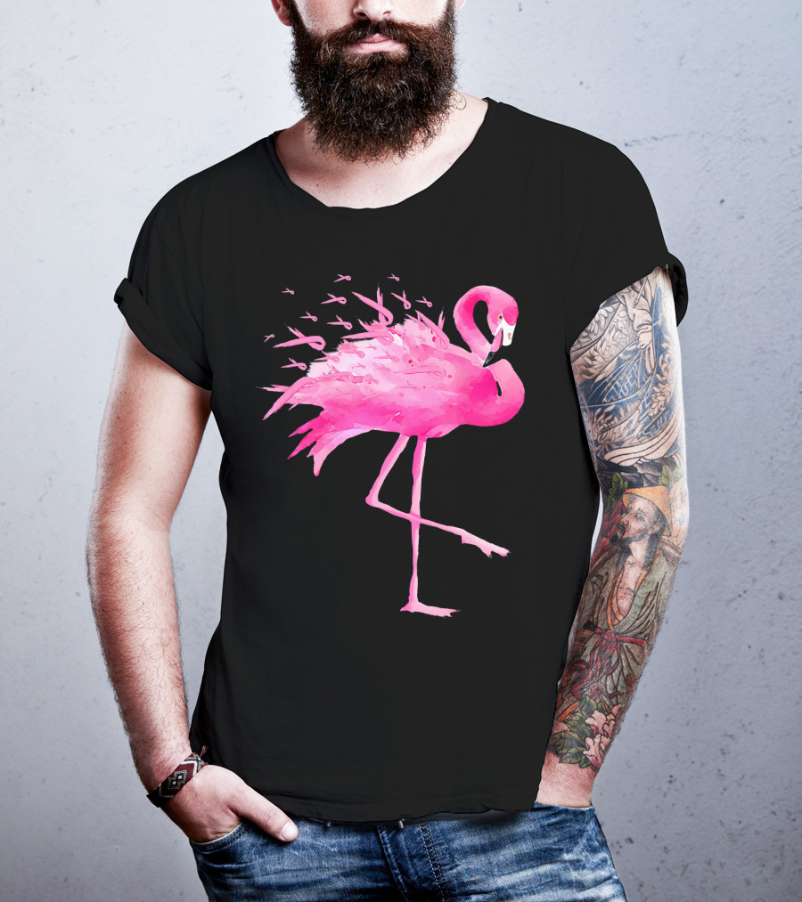 Flamingo Pink Ribbon Breast Cancer Awareness T-Shirt